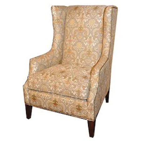 Contemporary Wing Chair with High Tapered Wood Legs