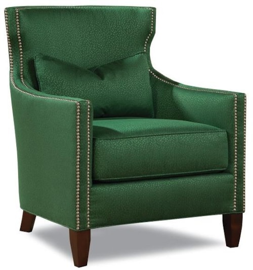 Upholstered Chair with Nail Head Trim and Wood Legs