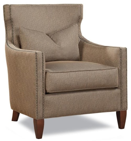 Upholstered Chair with Nail Head Trim and Wood Legs