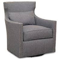 Contemporary Swivel Upholstered Chair with Nailhead Trim
