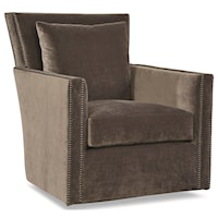 Contemporary Swivel Chair with Nailhead Trim
