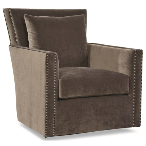 Contemporary Swivel Chair with Nailhead Trim