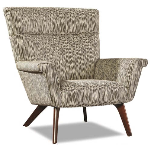 Mid-Century Modern Upholstered Accent Chair with Flared Arms and Splayed Legs