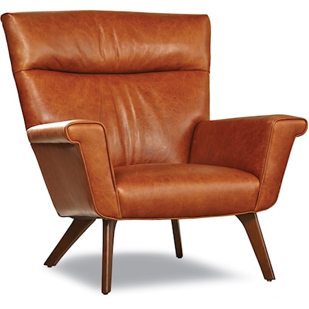 Mid-Century Modern Upholstered Accent Chair with Flared Arms and Splayed Legs