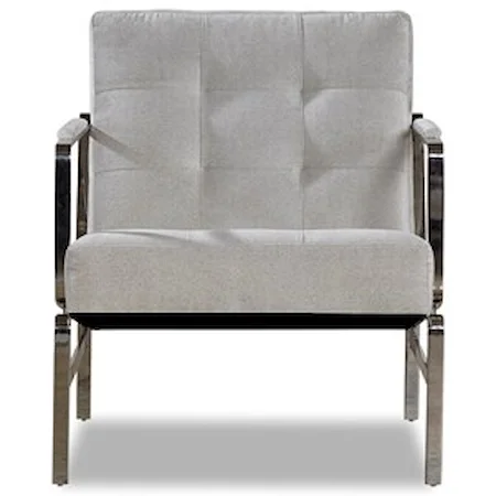 Contemporary Metal Accent Chair with Tufted Seat and Back