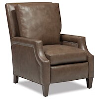 Transitional Power High Leg Recliner with Scooped Track Arms and Nailheads