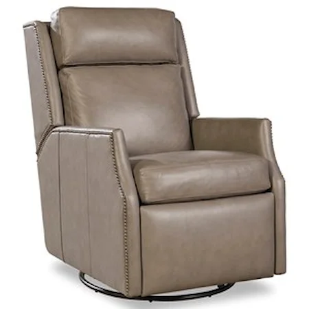 Transitional Swivel Glider Power Recliner with Nailhead Trim