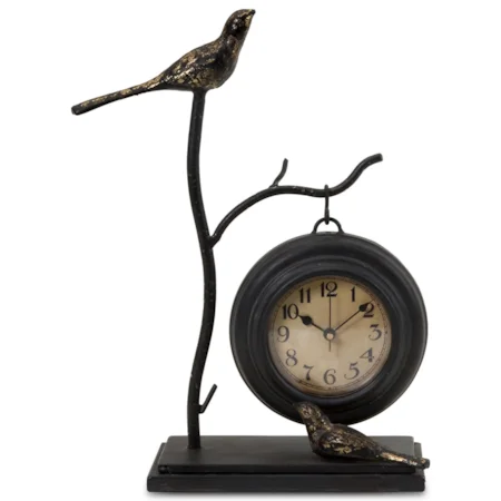 Bird and Branch with Hanging Clock
