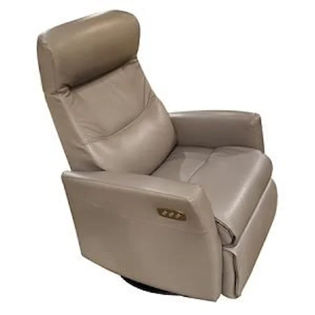 Leather Power Recliner with Adjustable Headrest and Lumbar Support