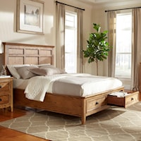 King Low-Profile Bed with Footboard Storage Drawers