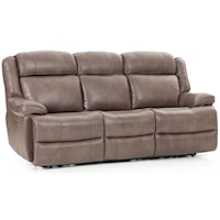 Casual Dual Power Reclining Sofa with Power Headrest, USB Port, and Flip Down Cup Holders