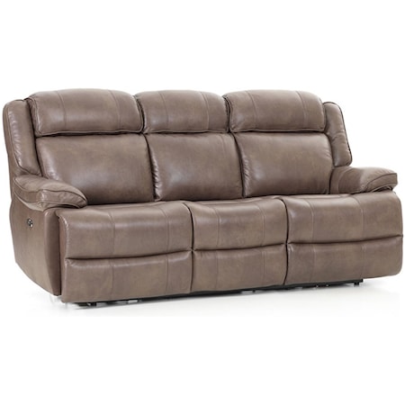 Casual Dual Power Reclining Sofa with Power Headrest, USB Port, and Flip Down Cup Holders