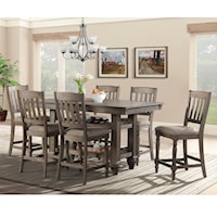 Transitional 7 Piece Dining Set with Lower Shelving