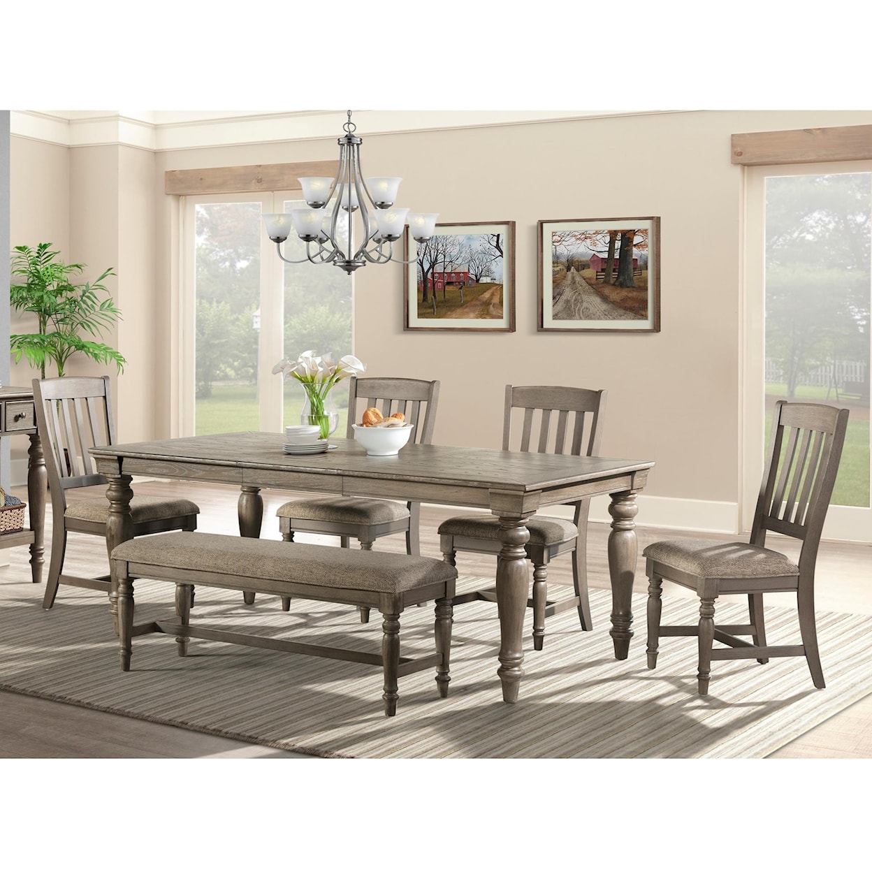 Intercon 11878 Table and Chair Set with Bench