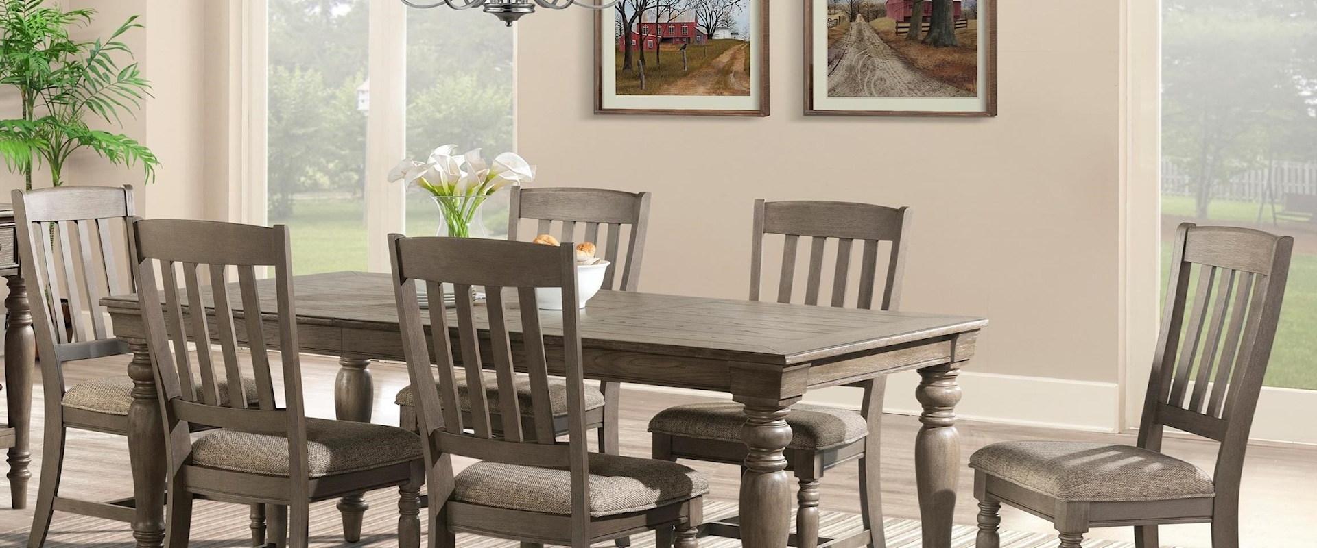 Transitional 7 Piece Dining Set