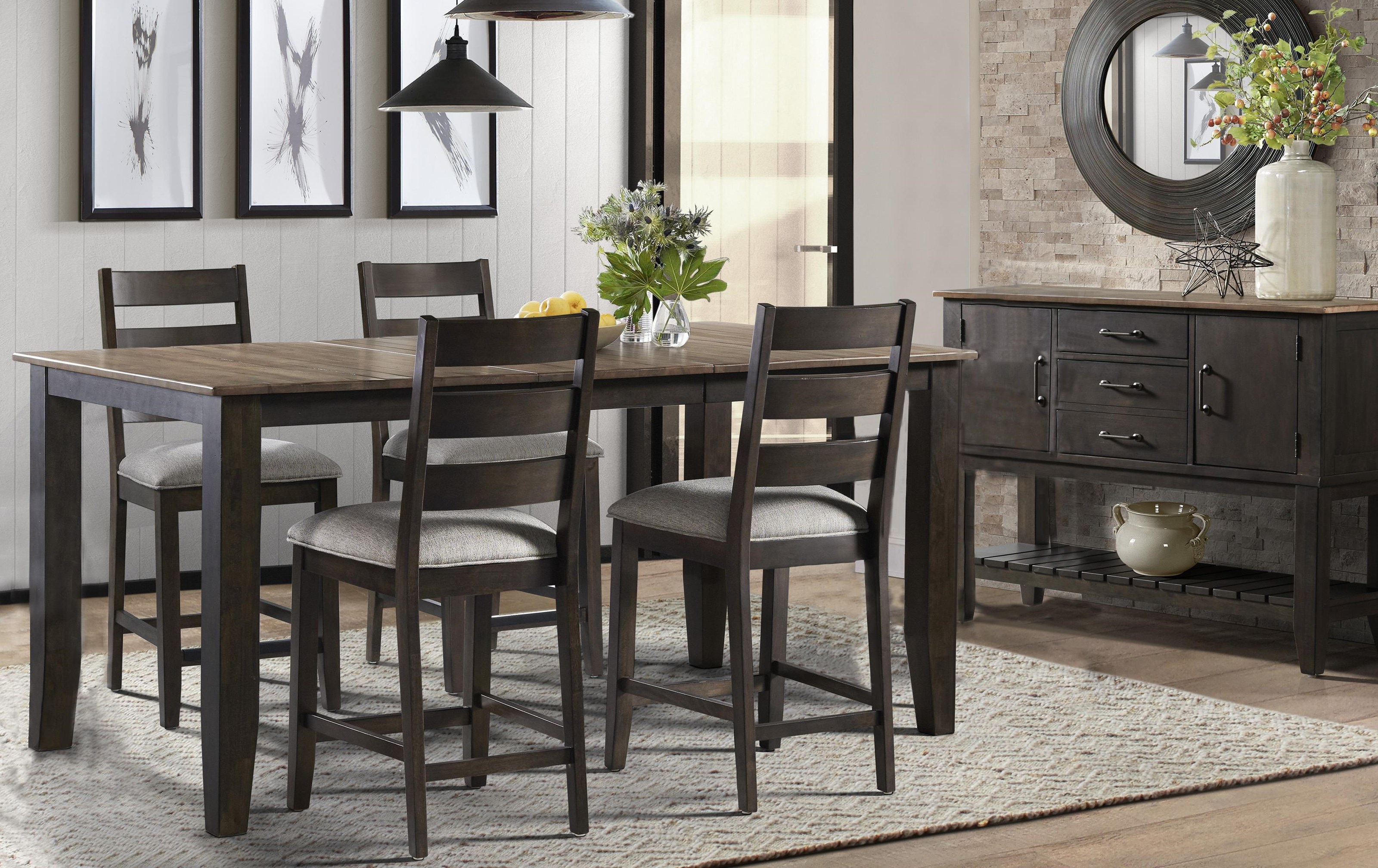 Intercon Whiskey River WY TA 4278 GPG C 4xCH 925W GPG RTA 5 Piece Table and Chair Set Wayside Furniture Mattress Dining 5 Piece Sets
