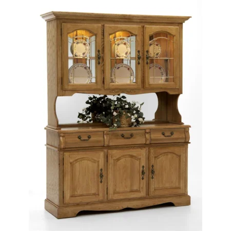 60" China Hutch with Three Half Doors with Three Drawer Buffet