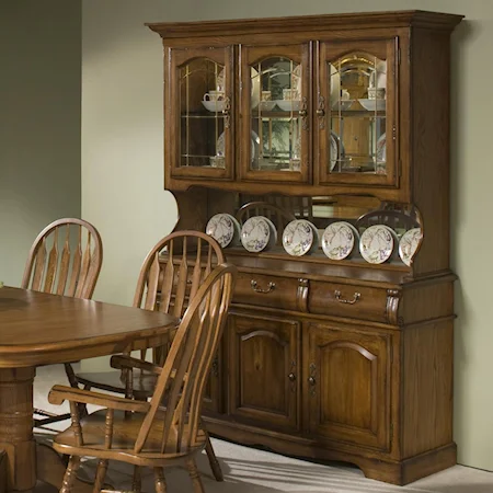 60" China Hutch with Three Half Doors with Three Drawer Buffet