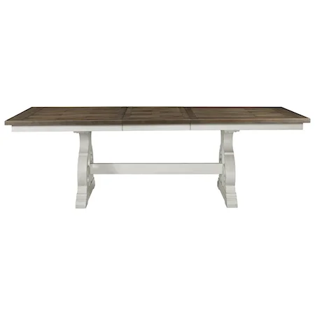 Cottage Dining Table with Trestle Base and Storing Leaf