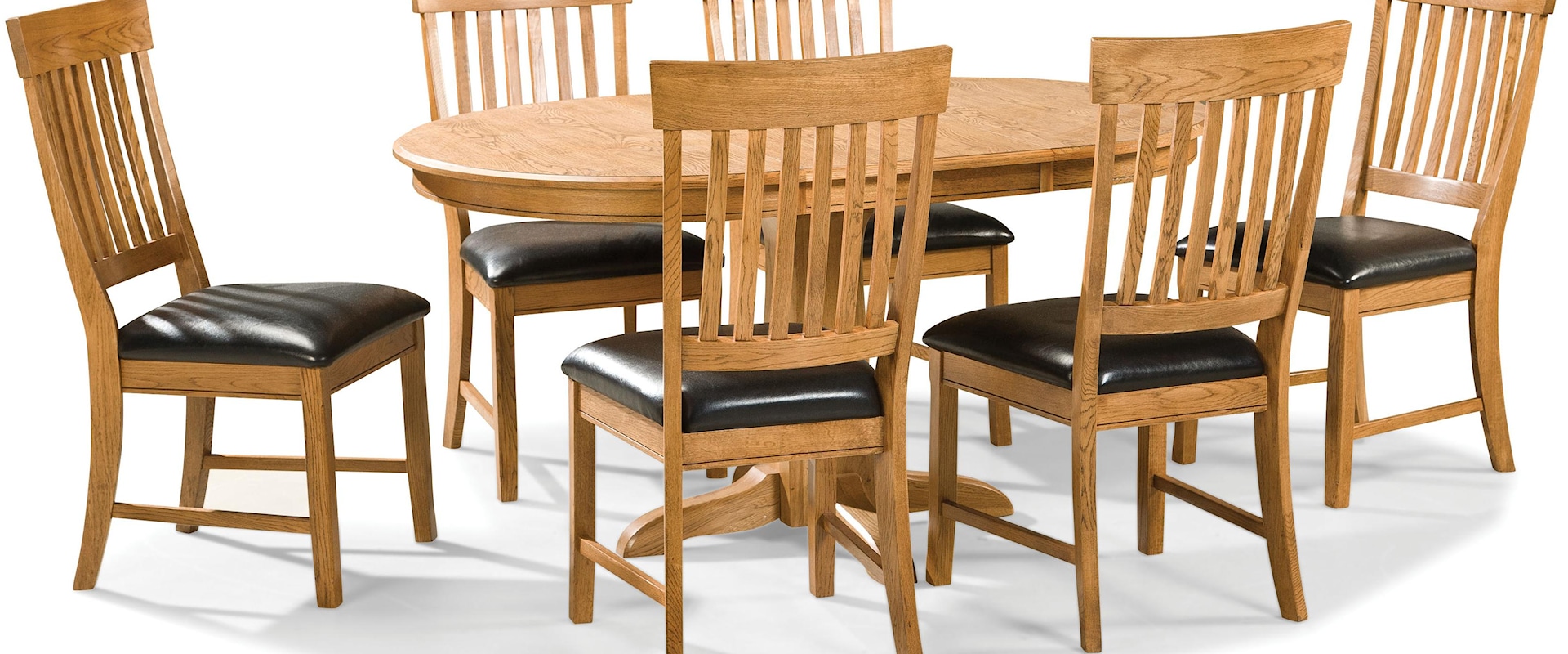 7 Piece Dining Set with Slat Back Chairs