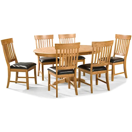 7 Piece Dining Set with Slat Back Chairs