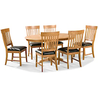7 Piece Dining Set with Slat Back Chairs