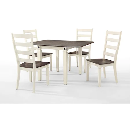 5 Piece Drop Leaf Table and Ladder Back Chair Set