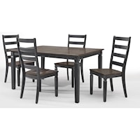 5 Piece Leg Table and Ladder Back Chair Set