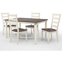 5 Piece Leg Table and Ladder Back Chair Set