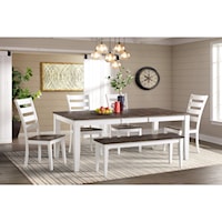Transitional 6-Piece Dining Room Set with Bench