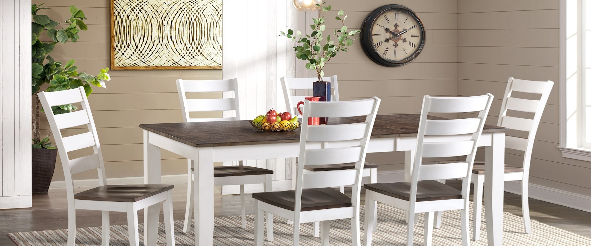 Transitional 7-Piece Dining Room Set with Extension Leaf