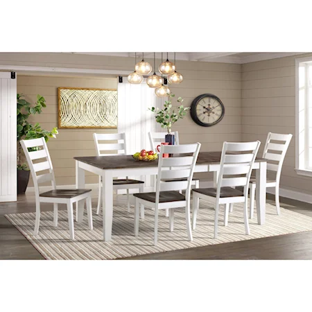 Transitional 7-Piece Dining Room Set with Extension Leaf