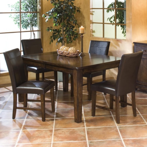 5 Piece Solid Mango Dining Set with Parson's Side Chairs