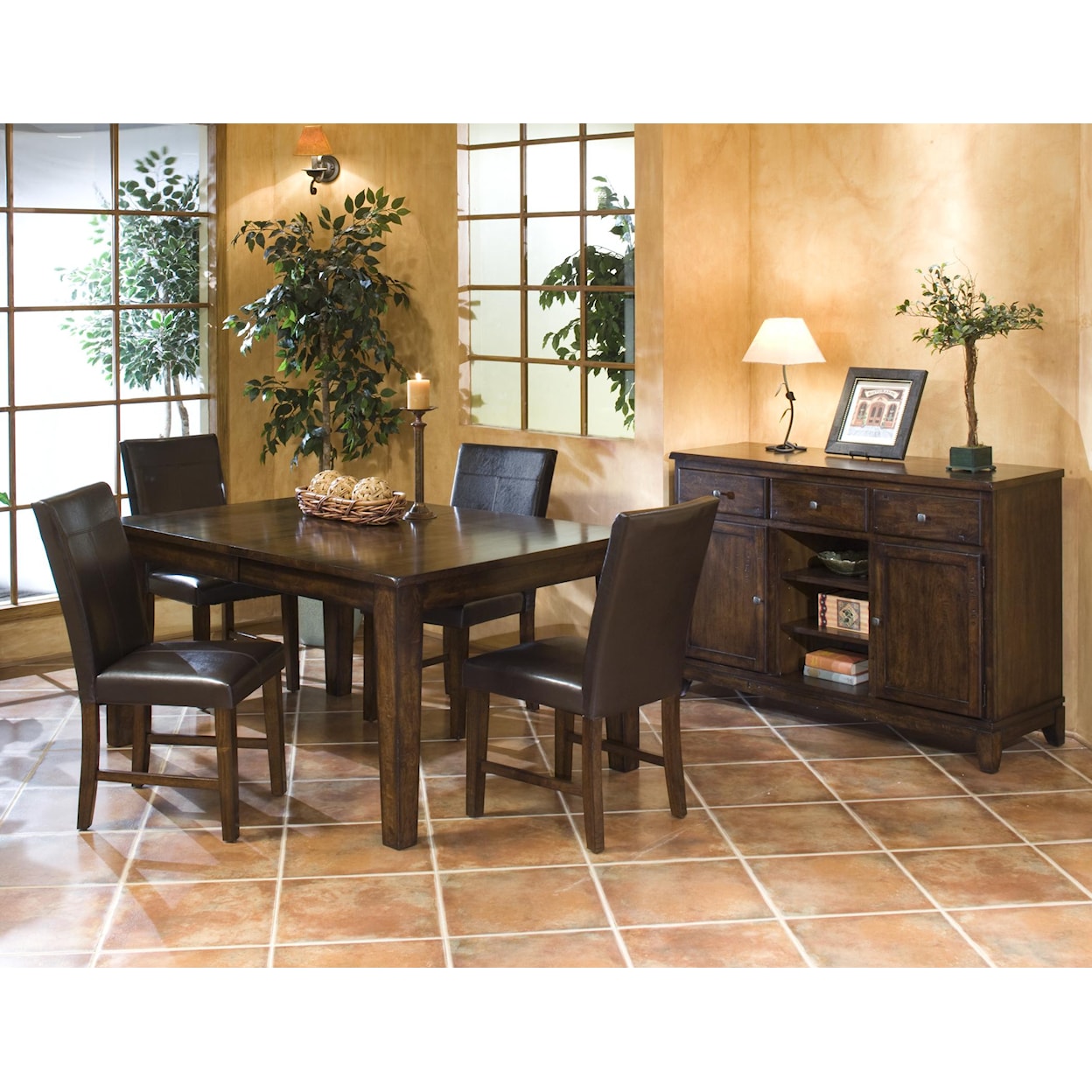 Belfort Select Cabin Creek 5 Piece Dining Set with Parson's Side Chairs
