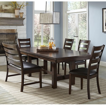 Dining Set with Ladder Back Chairs and Bench