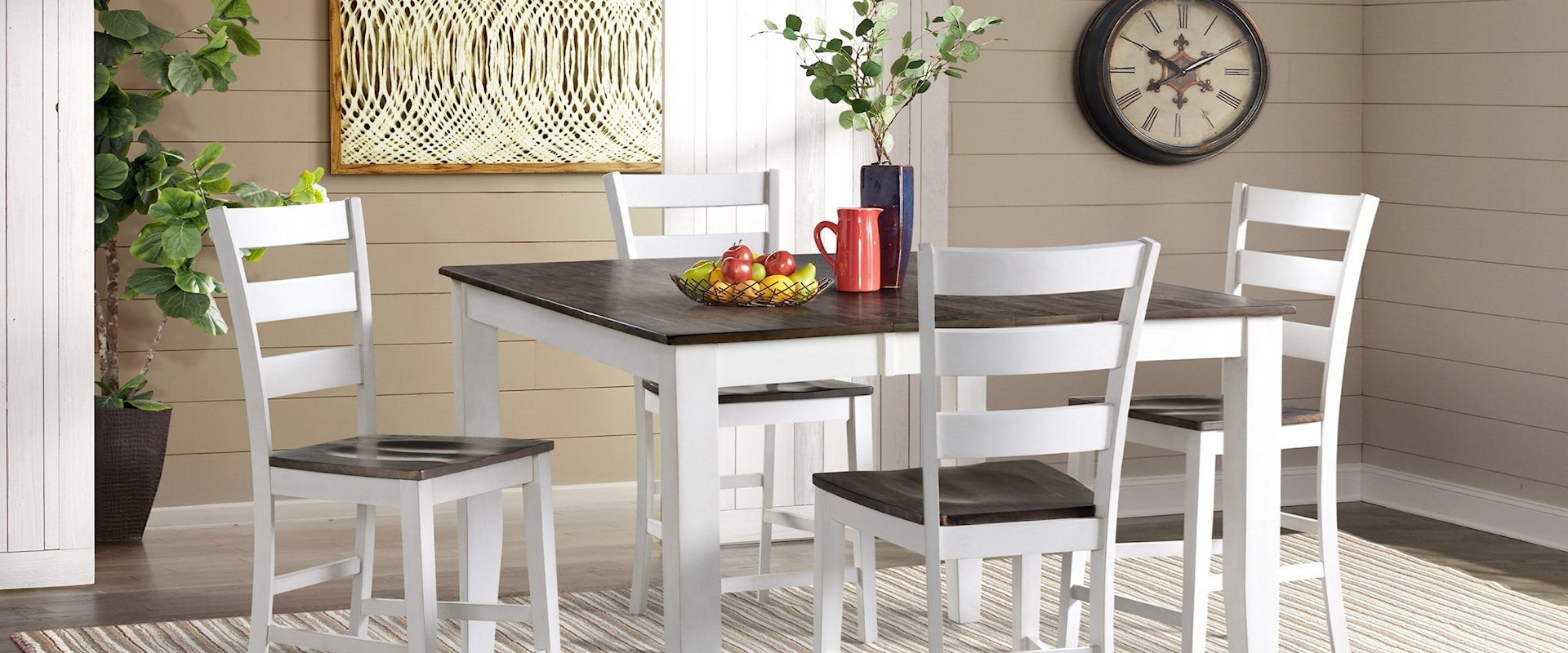 Transitional 5-Piece Pub Table and Chair Set