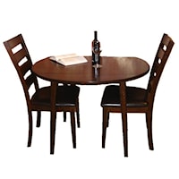 3 Piece Drop Leaf Dining Table and Ladder Back Side Chair Dining Set