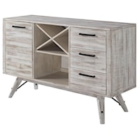 Contemporary 3 Drawer Server with Wine Bottle Storage