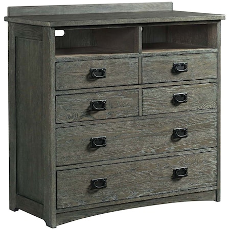 Mission Five Drawer Media Chest with Power Station