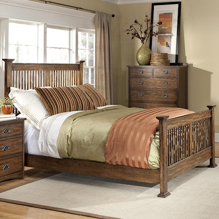 Mission King Panel Bed with Slat Headboard and Footboard