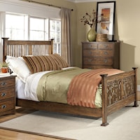Queen Panel Bed with Slat Headboard and Footboard