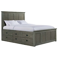 Mission California King Panel Bed with Six Underbed Storage Drawers