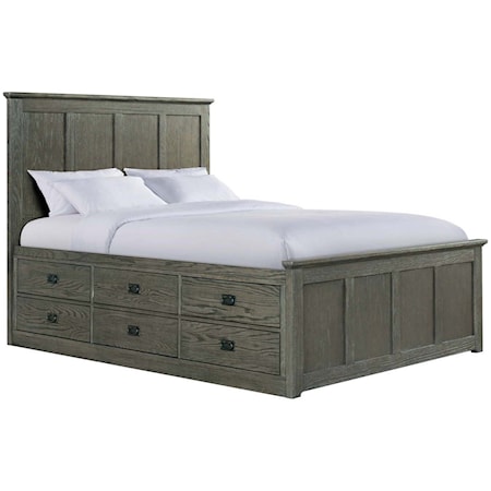 Mission California King Panel Bed with Twelve Underbed Storage Drawers
