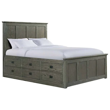 Mission Queen Panel Bed with Six Underbed Storage Drawers