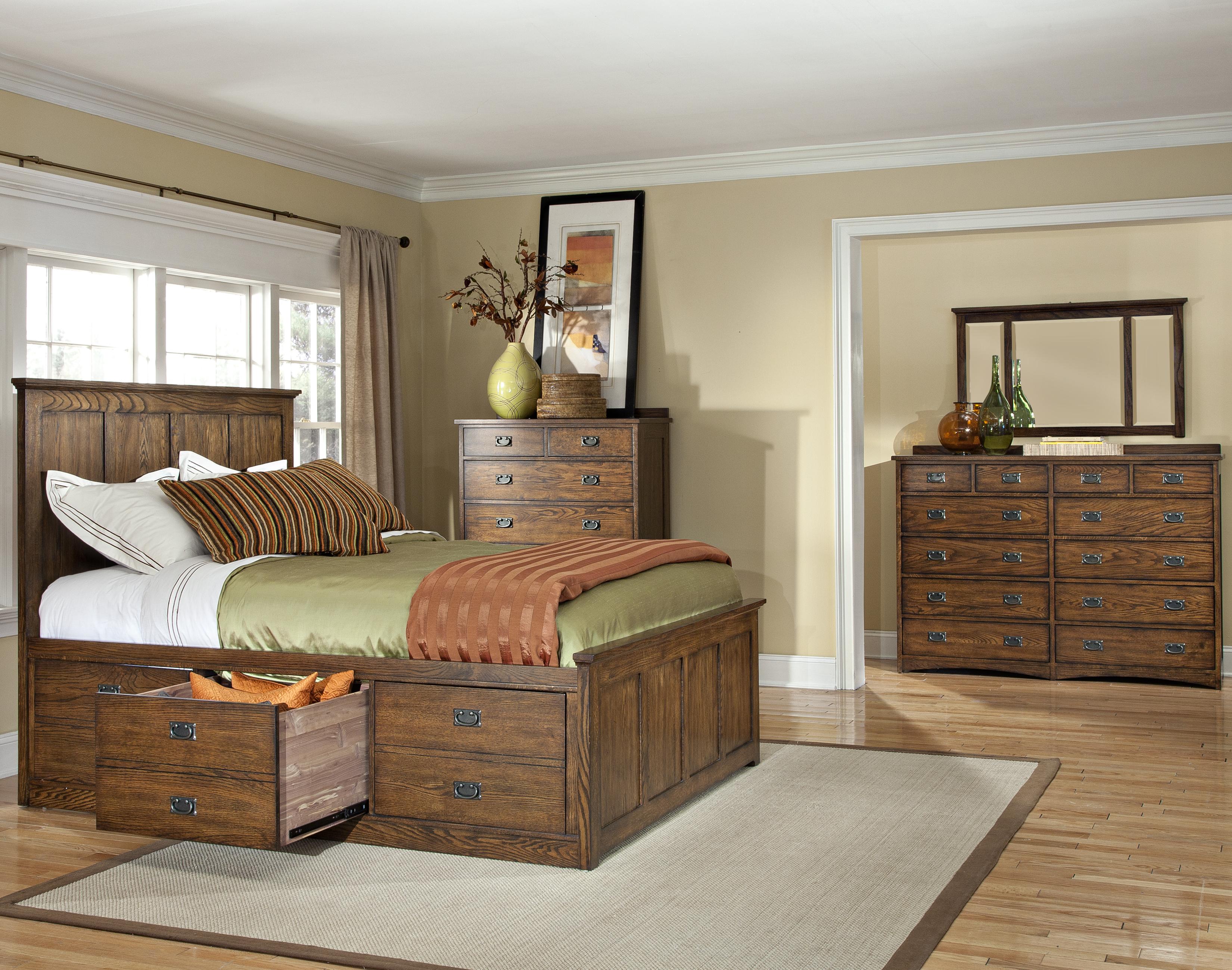 Intercon Oak Park King Panel Bed with 6 Storage Drawers