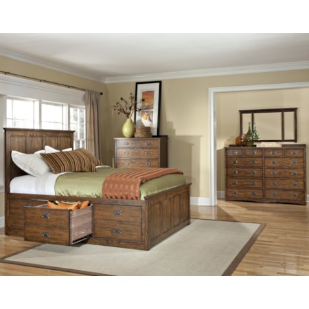 King Panel Bed with 6 Storage Drawers