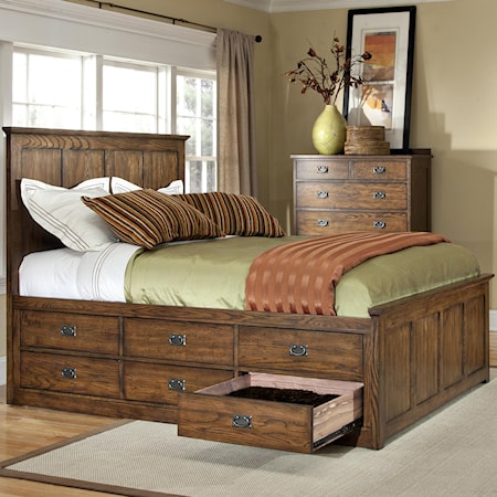 King Panel Bed with 12 Storage Drawers