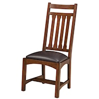 Dining Side Chair with Slat Back and Upholstered Seat
