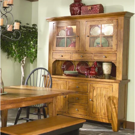 Dining China Cabinet with 62 Inch Hutch & 60 Inch Buffer