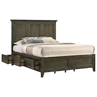 Transitional King Storage Bed with Six Drawers